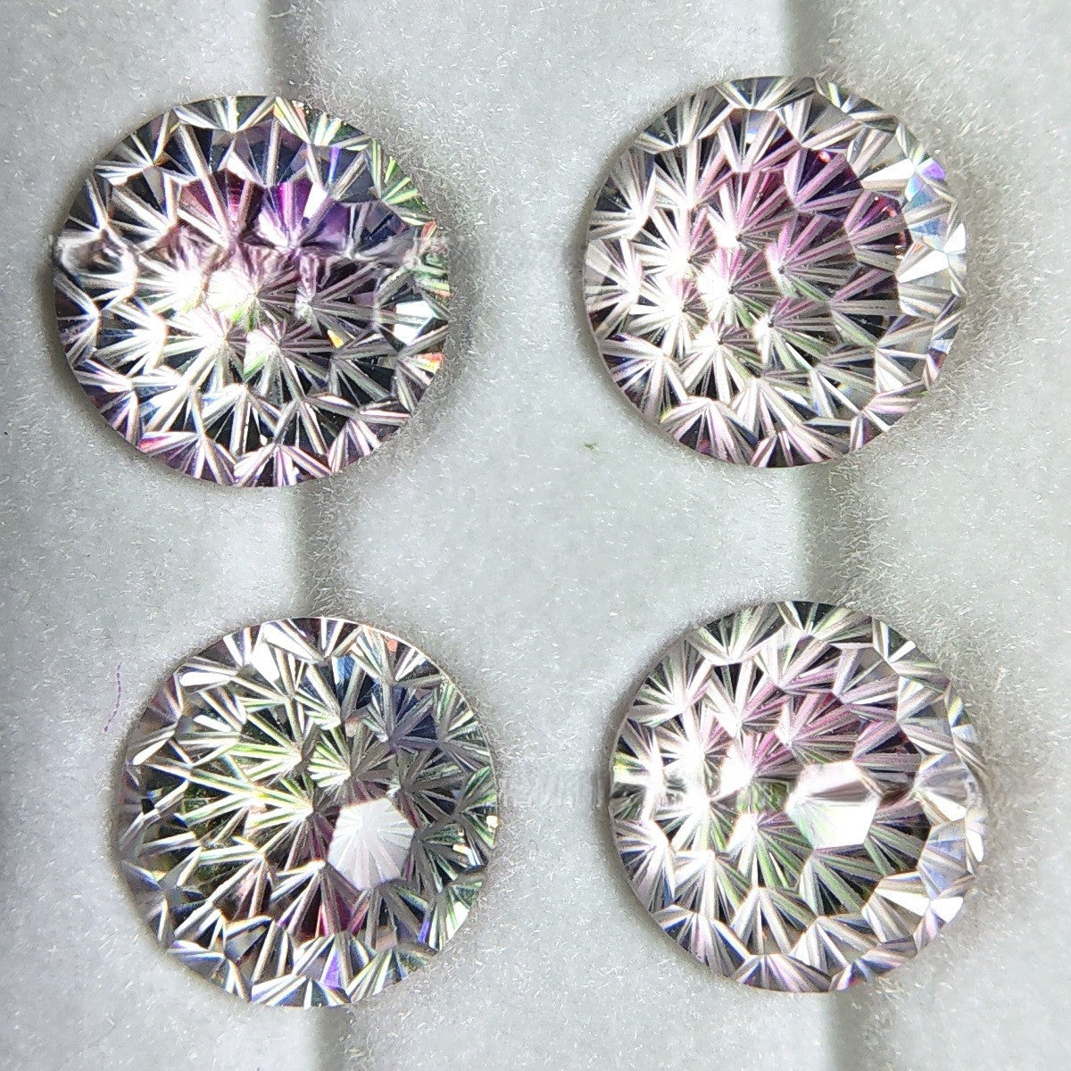 5A 6-8mm Round Iridescent Flame Cut Loose CZ Stone - 2pcs