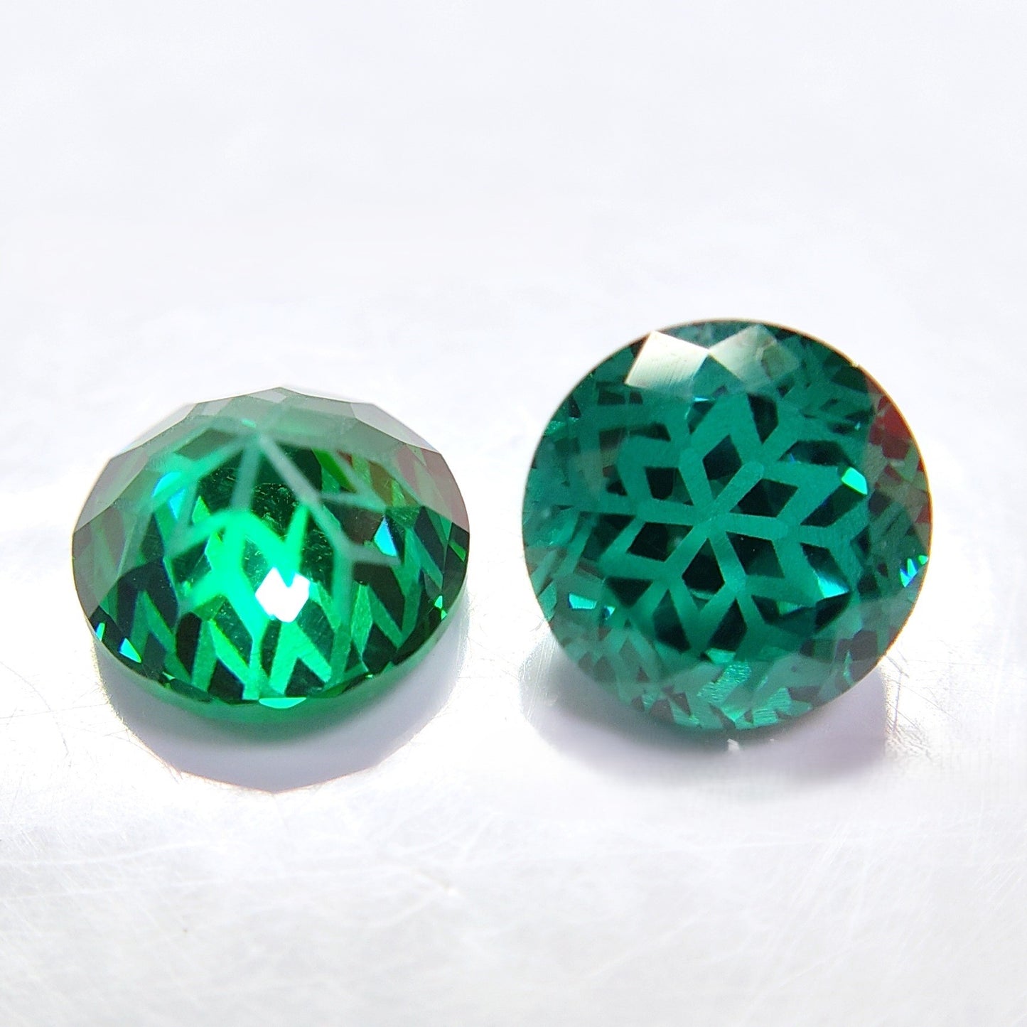 5A 6-8mm Round Snow Crystal Cut Loose CZ Stone - 2pcs