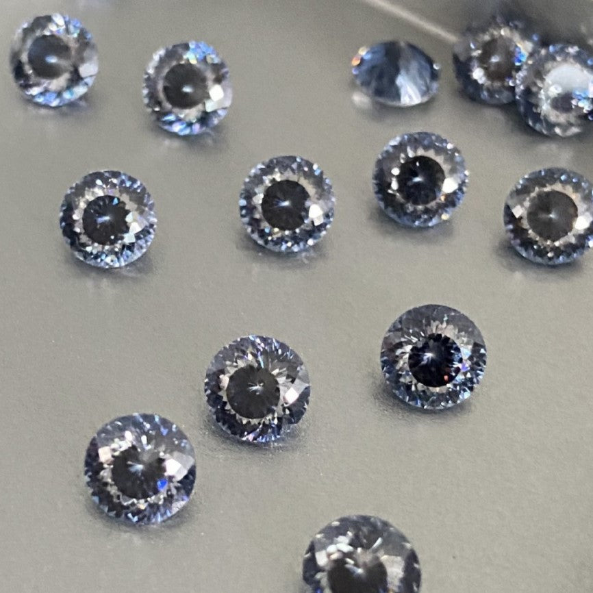 5A 6-8mm Round Coated Nest Cut Loose CZ Stone - 2pcs