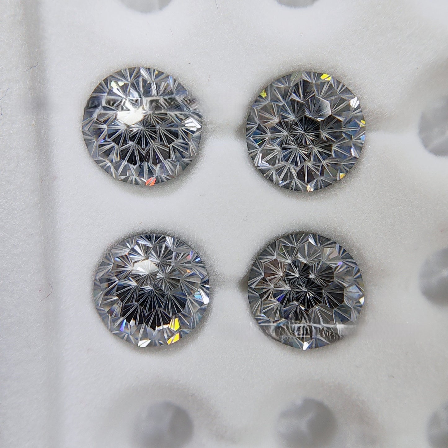 5A 4-8mm Round Flame Cut Loose CZ Stone - 2pcs