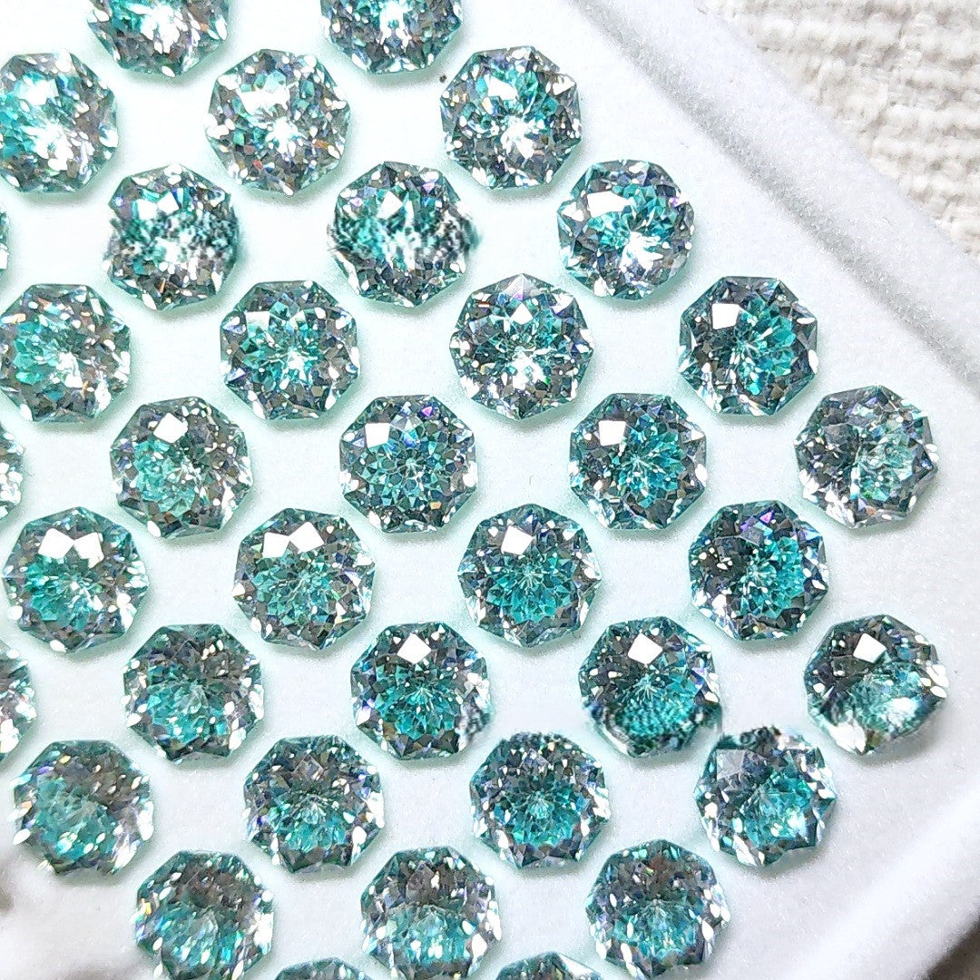 5A 6-8mm Octagonal Coated Sandwich Bouquet Cut Loose CZ Stone - 2pcs