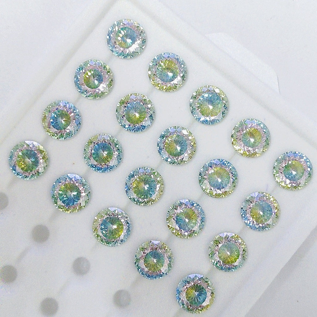 5A 6-8mm Round Coated Nest Cut Loose CZ Stone - 2pcs
