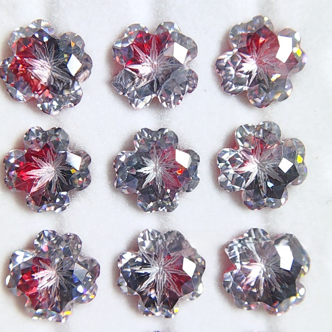 5A 6mm Lucky Clover Coated Loose CZ Stone - 2pcs