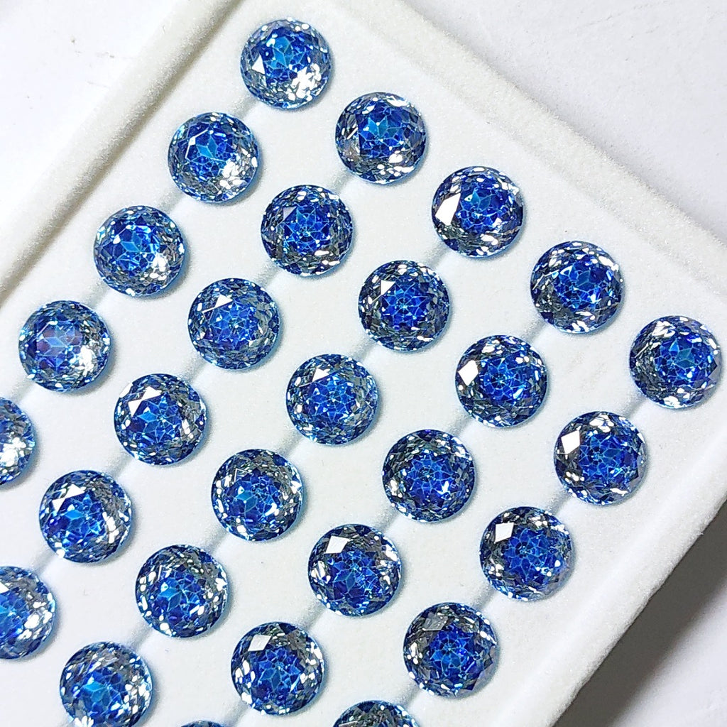 5A 6-8mm Round Coated Sandwich Rose Cut Loose CZ Stone - 2pcs