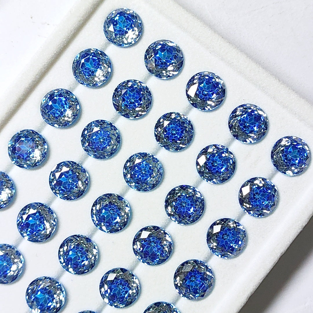 5A 6-8mm Round Coated Sandwich Rose Cut Loose CZ Stone - 2pcs