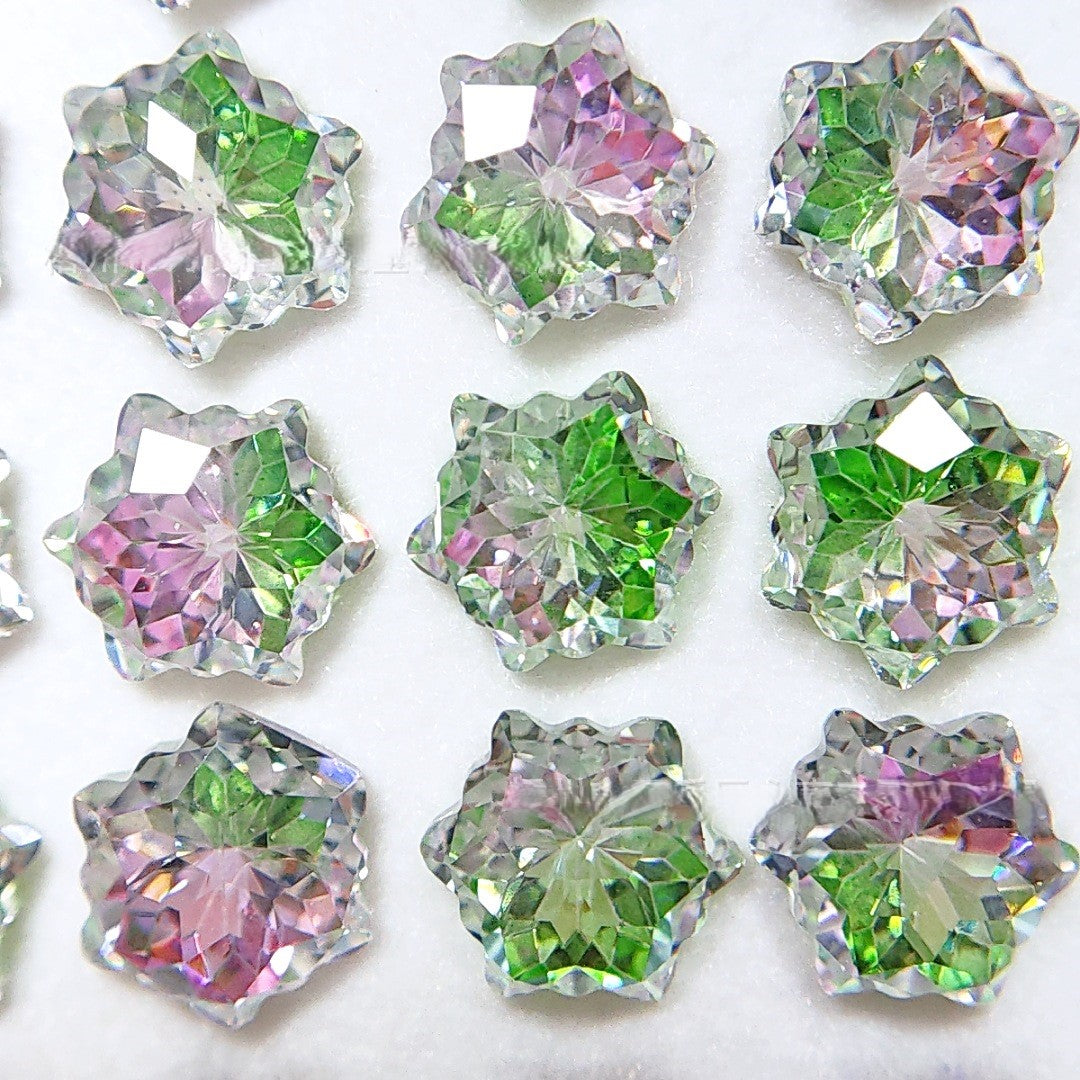 5A 6mm Hexagram Christmas Snowflake Cut Loose CZ Stone - 2pcs