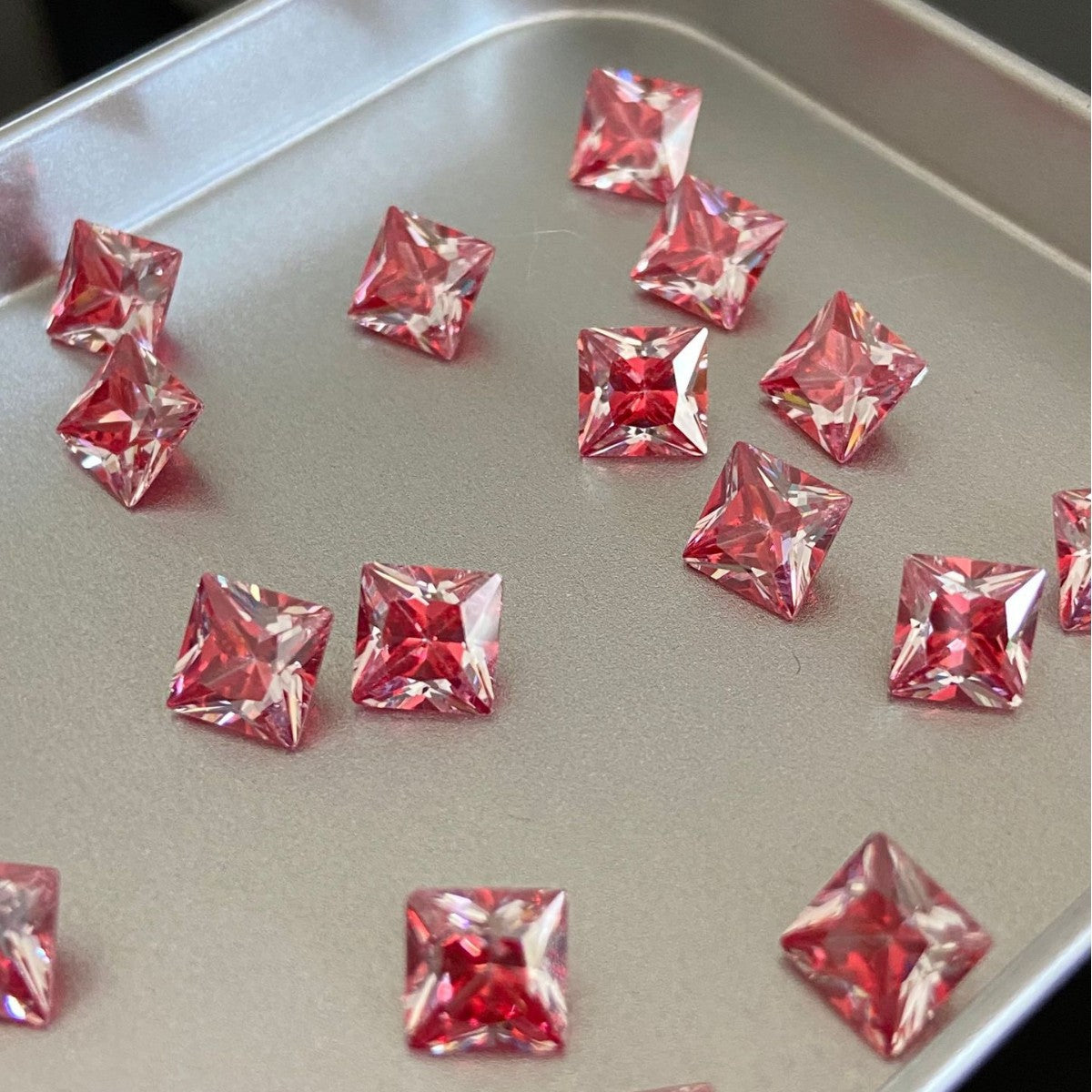 5A 4-6mm Square Coated Cut with a Radiant Heart Loose CZ Stone - 2pcs