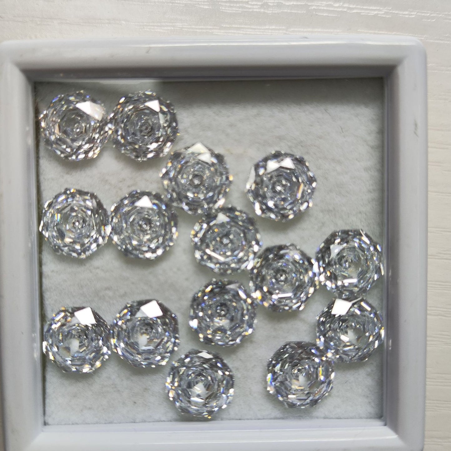 5A 6-10mm Octagonal Open-Back Rose Cut Loose CZ Stone - 2pcs