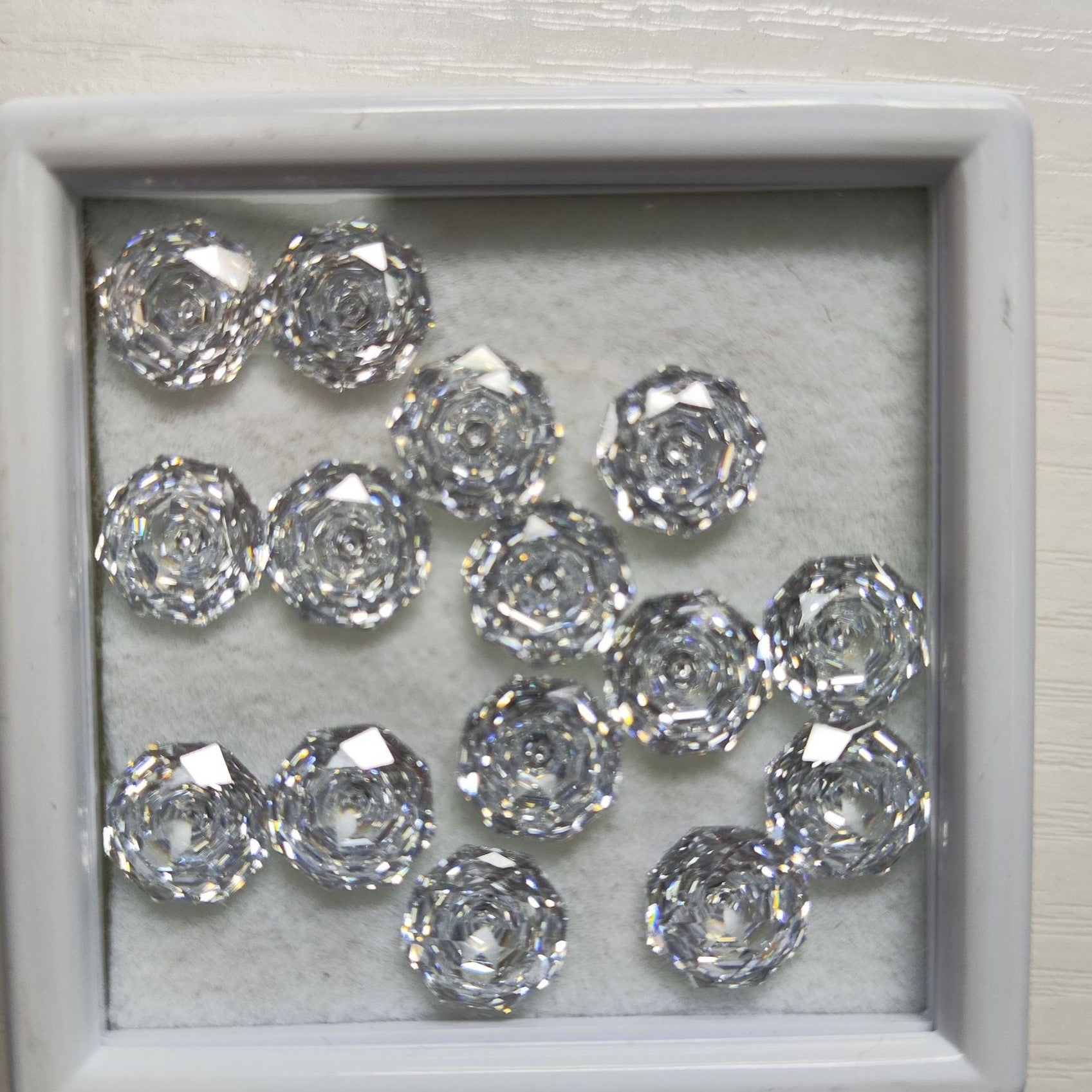 5A 6-10mm Octagonal Open-Back Rose Cut Loose CZ Stone - 2pcs