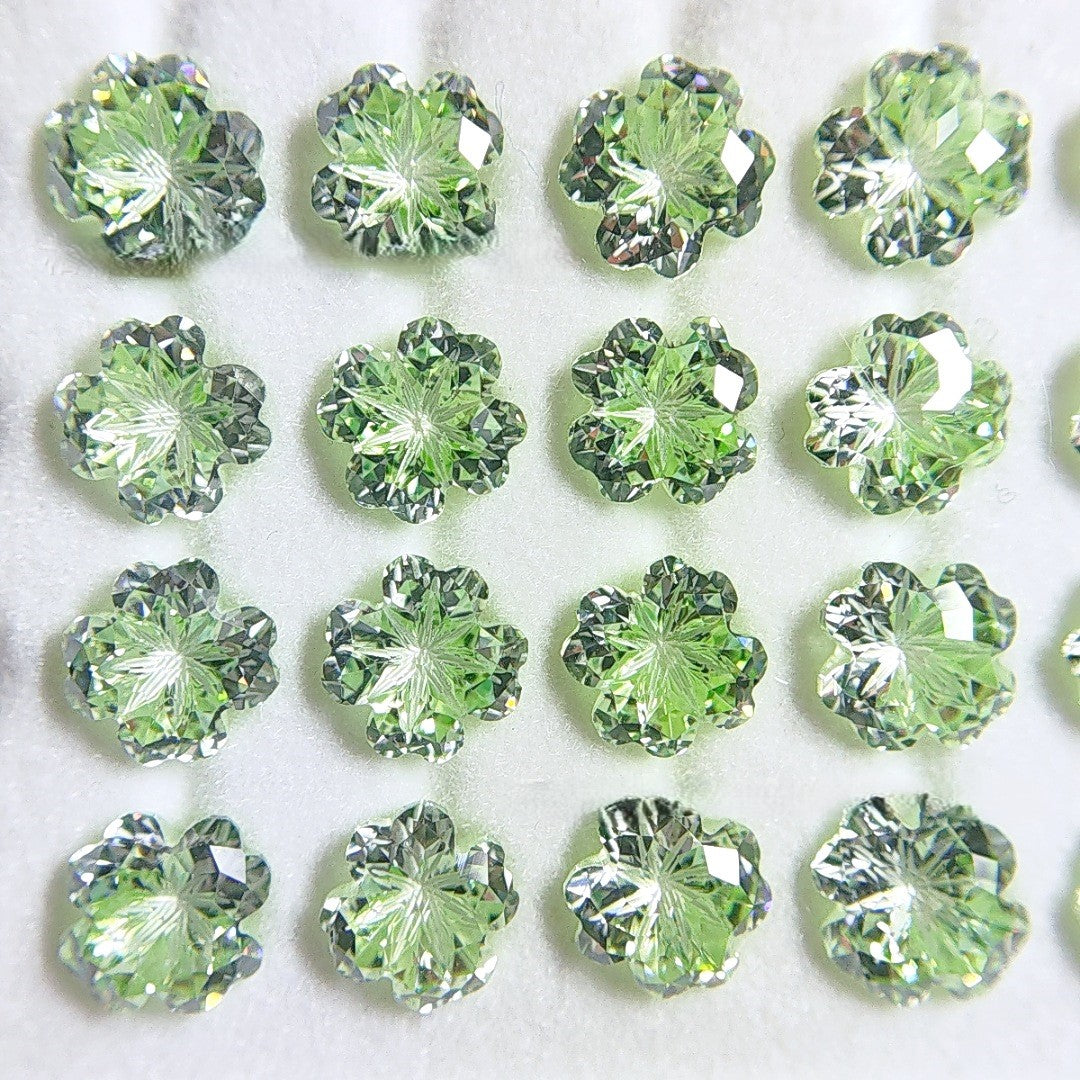 5A 6mm Lucky Clover Sandwich Coated Loose CZ Stone - 2pcs