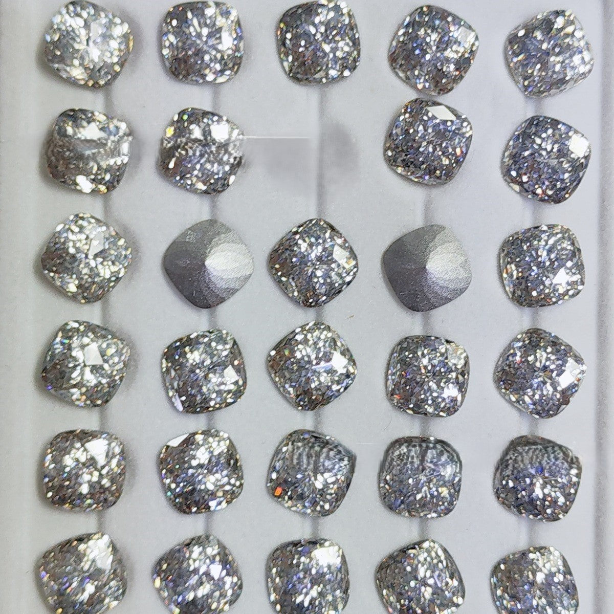 5A 8mm Pave Square Foil-Back Loose CZ Stone - 2pcs