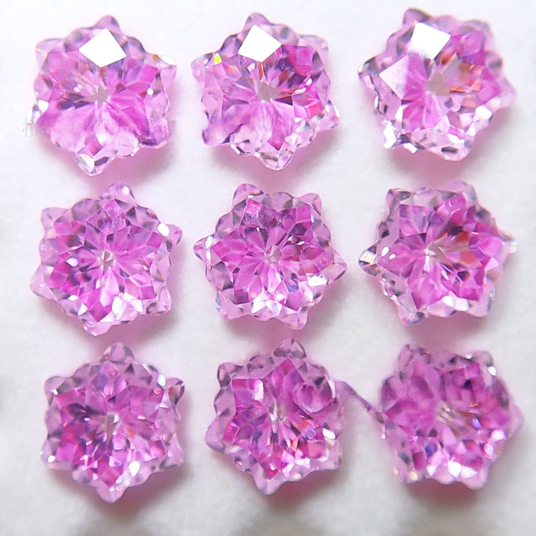 5A 6mm Christmas Blizzard Sandwich Cut Loose CZ Stone - 2pcs