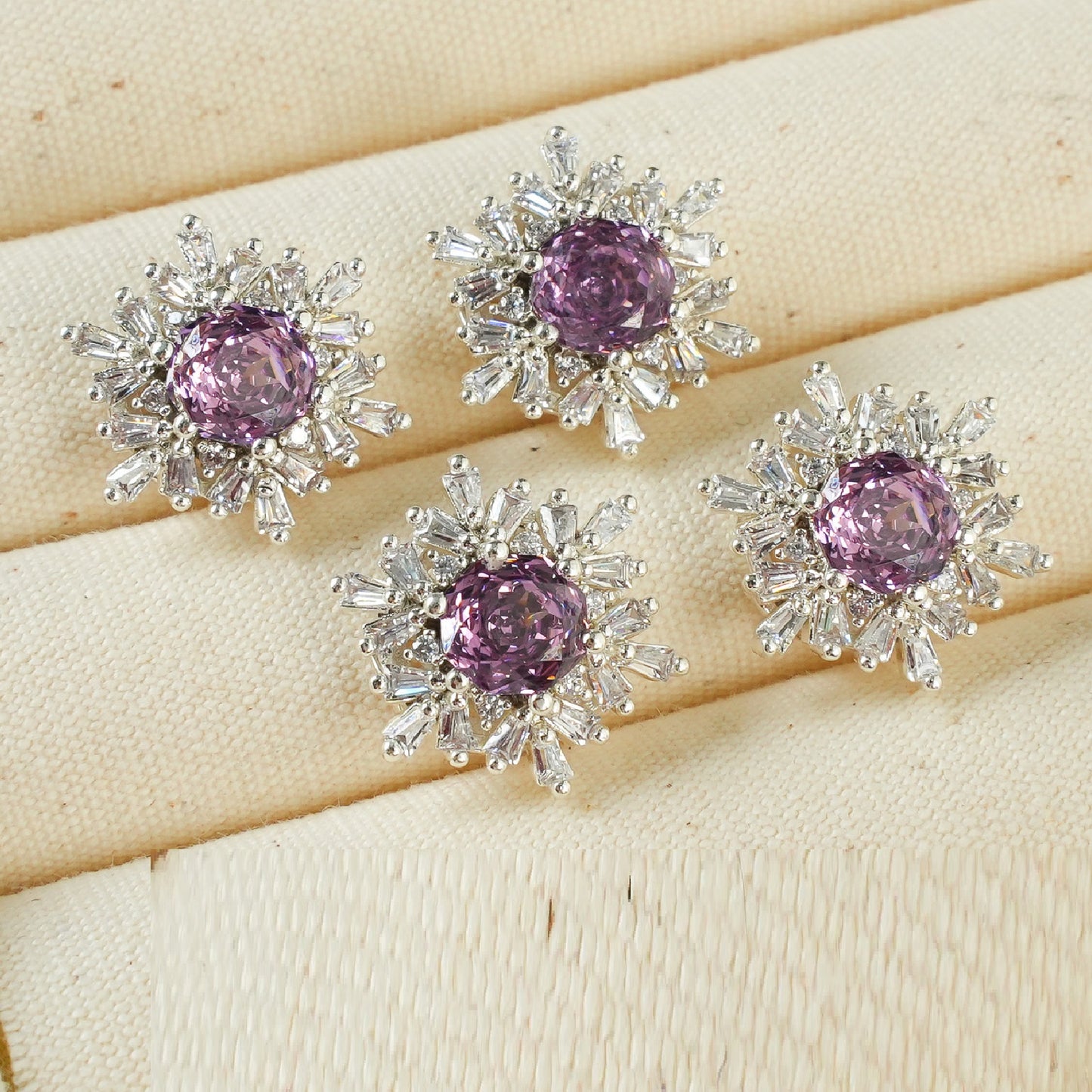 Snowflake Zircon Spacer with Rose Cut Diamond