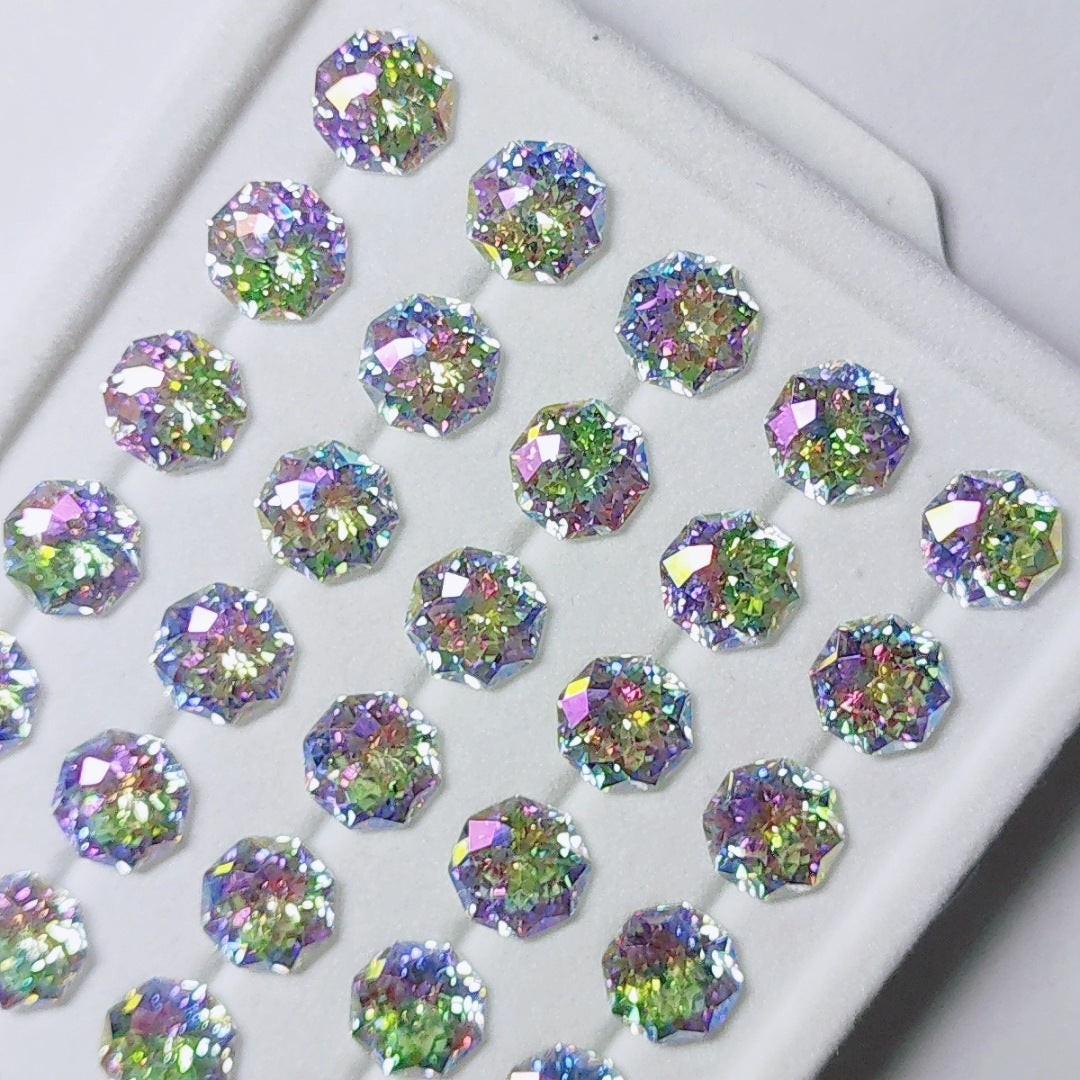 5A Octagonal Iridescent-Coated Bouquet Cut Loose CZ Stone - 2pcs