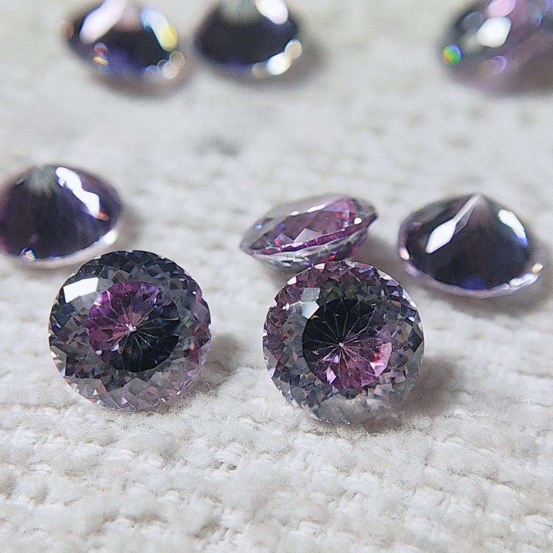 5A 6-8mm Round Coated Nest Cut Loose CZ Stone - 2pcs