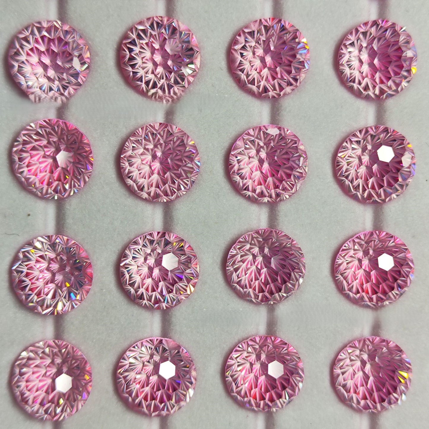 5A 6-8mm Round Iridescent Flame Cut Loose CZ Stone - 2pcs