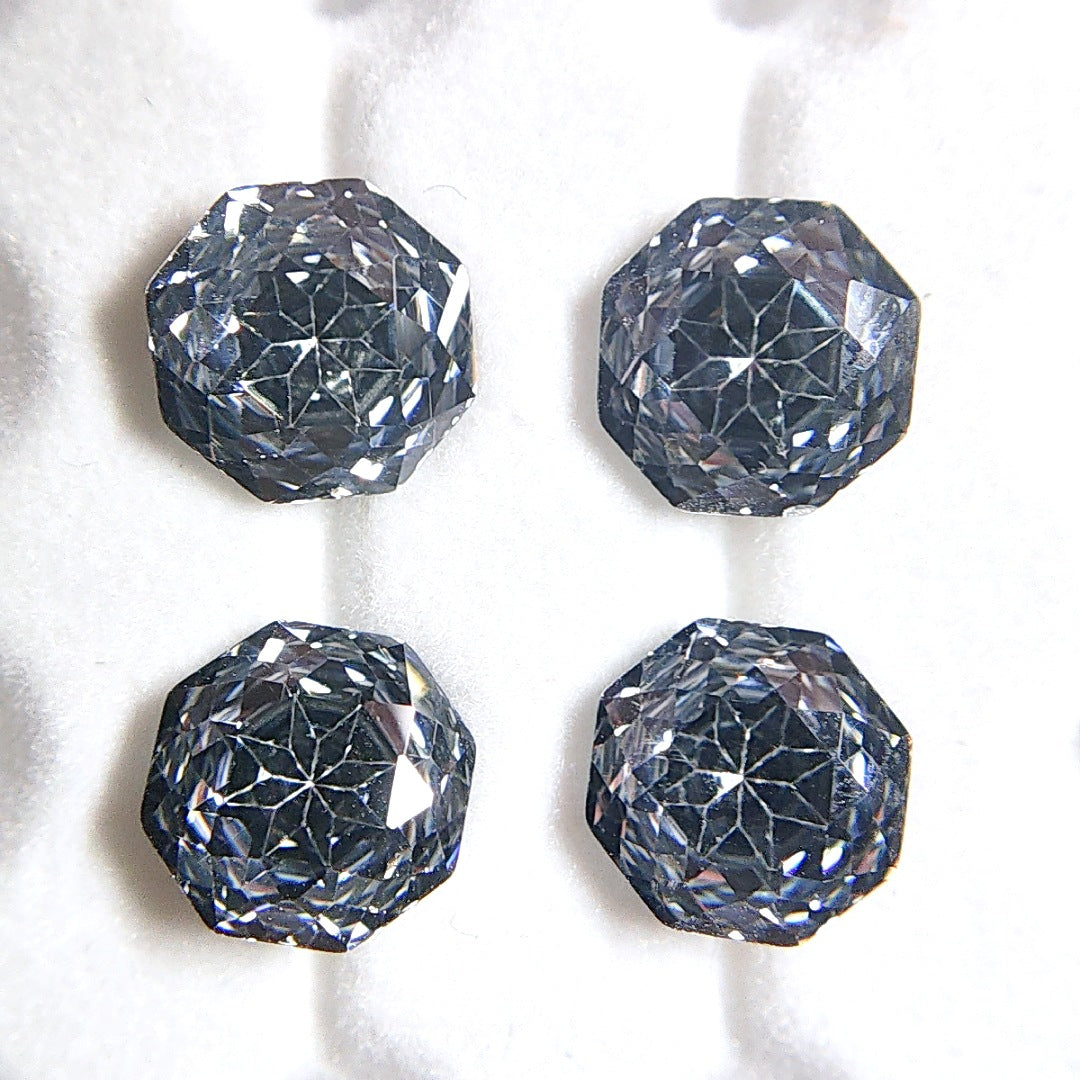 5A 6-8mm Octagonal Sweetheart Millennium Rose Cut Loose CZ Stone - 2pcs