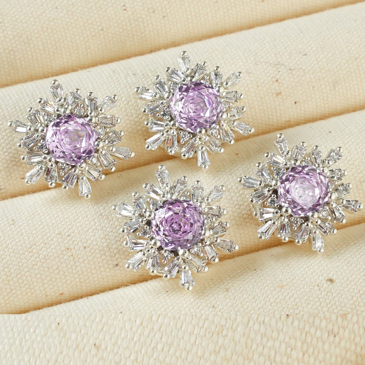 Snowflake Zircon Spacer with Rose Cut Diamond