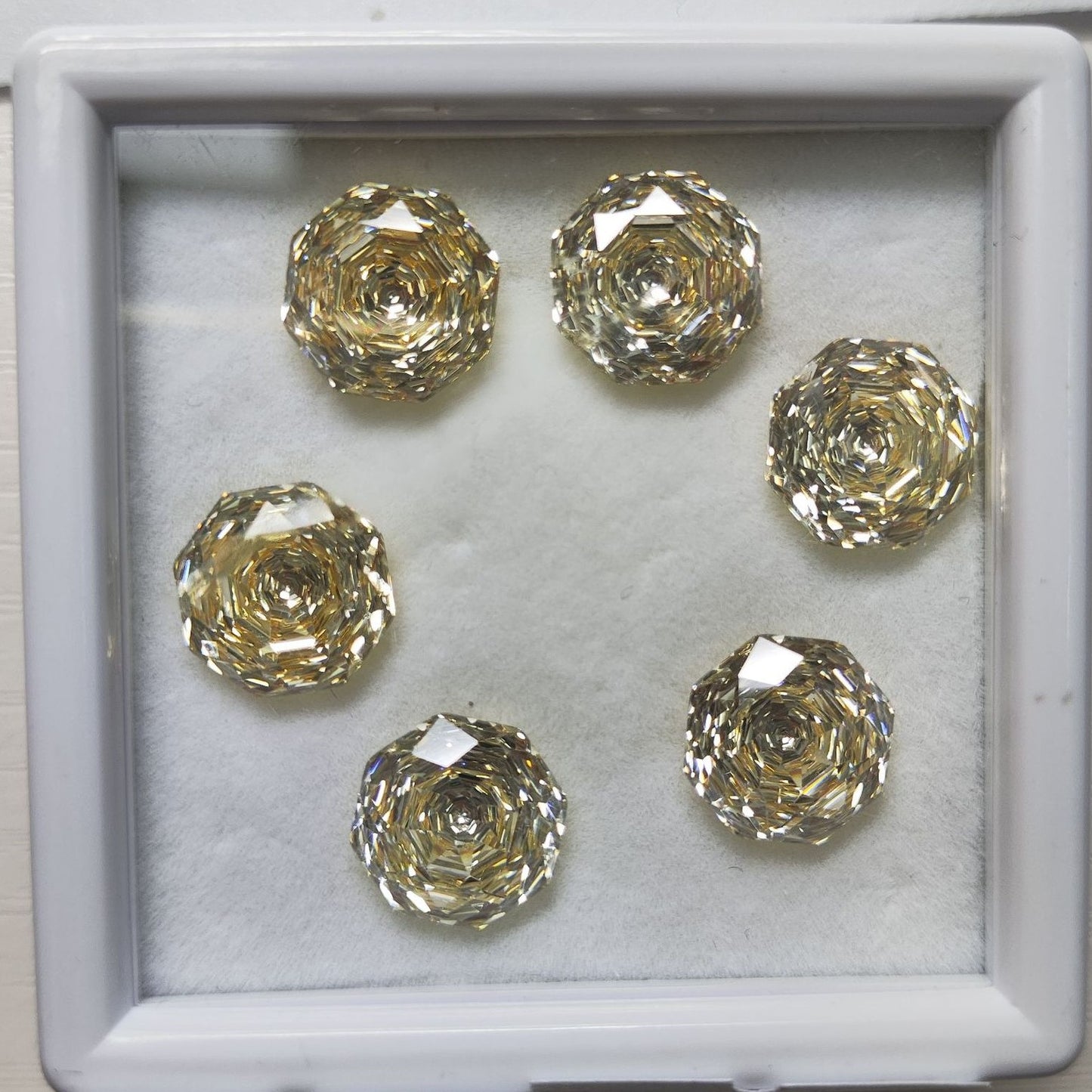 5A 6-10mm Octagonal Open-Back Rose Cut Loose CZ Stone - 2pcs