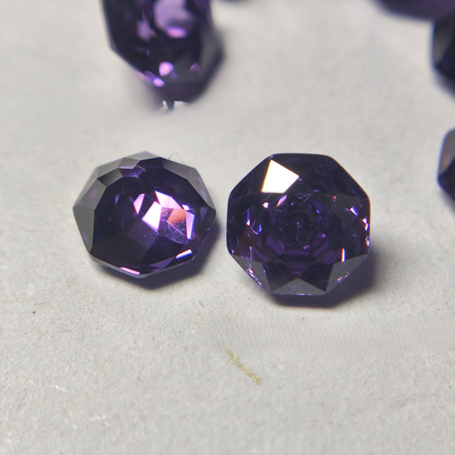 5A 6-10mm Octagonal Open-Back Rose Cut Loose CZ Stone - 2pcs