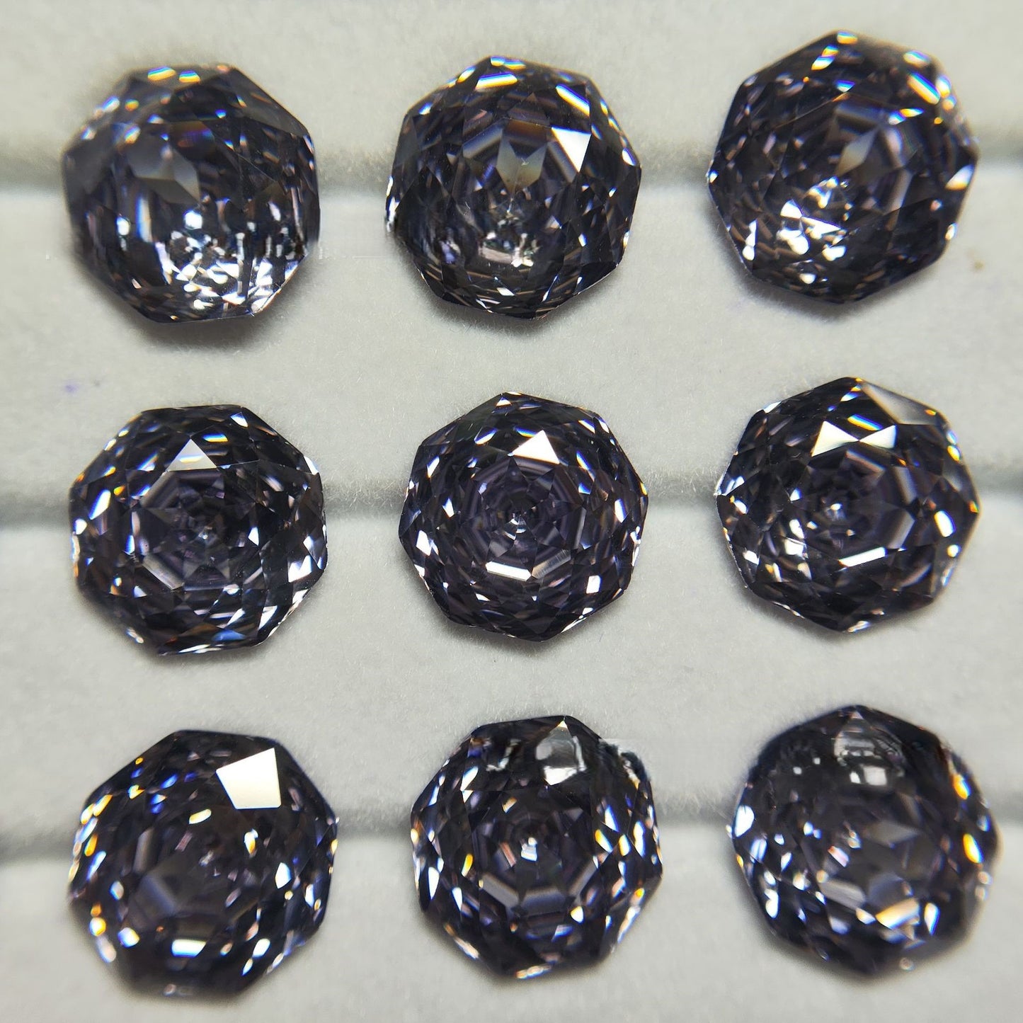 5A 6-10mm Octagonal Open-Back Rose Cut Loose CZ Stone - 2pcs