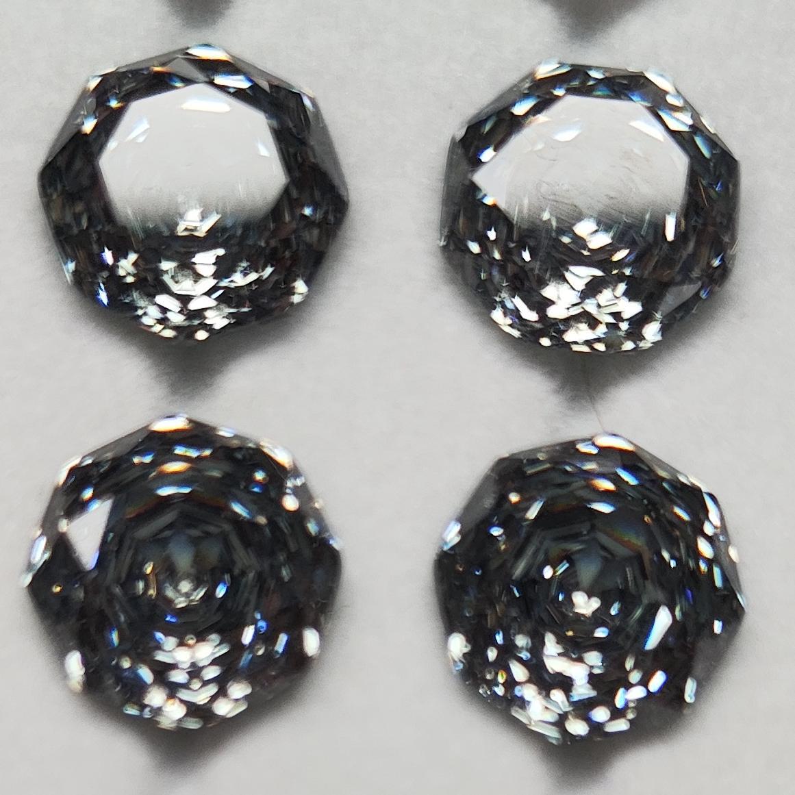 5A 6-10mm Octagonal Open-Back Rose Cut Loose CZ Stone - 2pcs