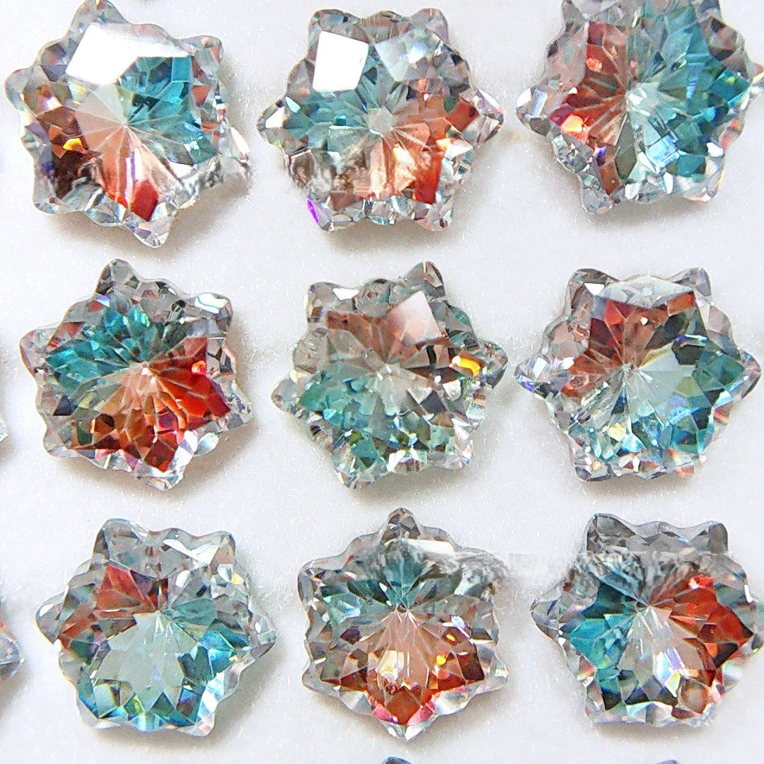 5A 6mm Hexagram Christmas Snowflake Cut Loose CZ Stone - 2pcs