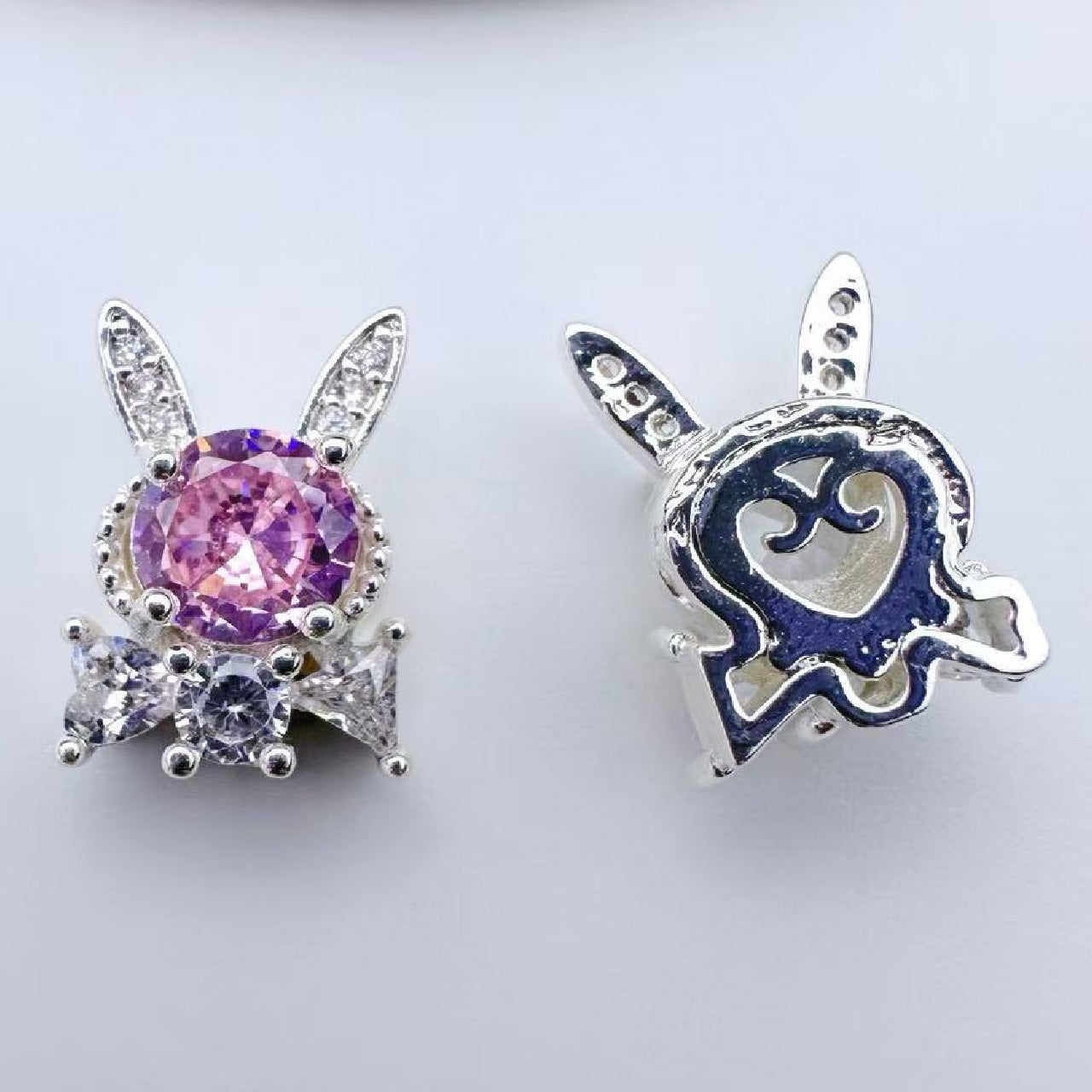 (2pcs)13.5*9.5mm Rabbite Rose Cut Zircon Spacer