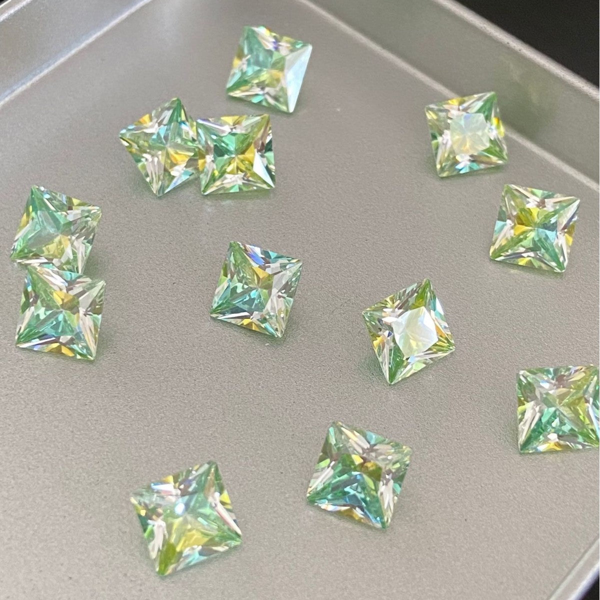 5A 4-6mm Square Coated Cut with a Radiant Heart Loose CZ Stone - 2pcs