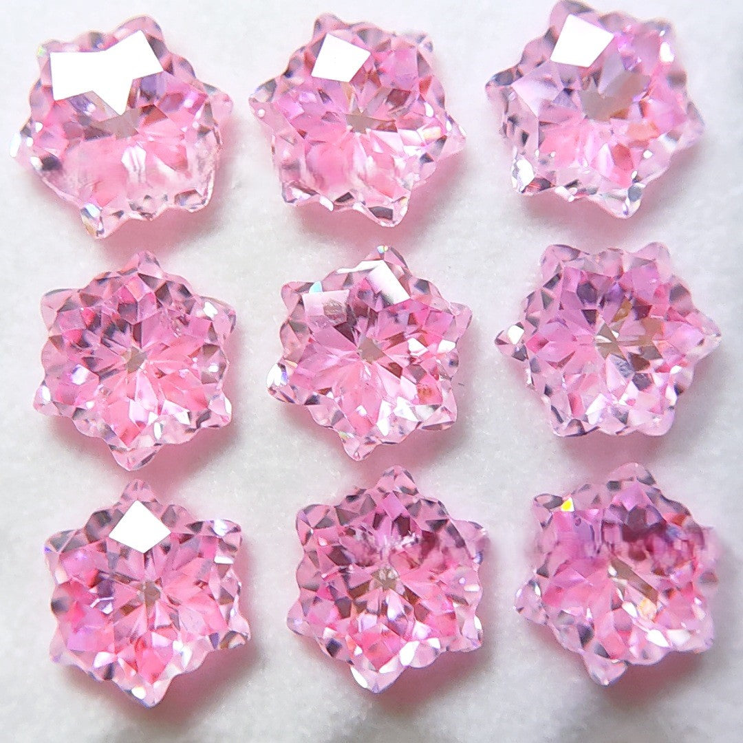 5A 6mm Christmas Blizzard Sandwich Cut Loose CZ Stone - 2pcs