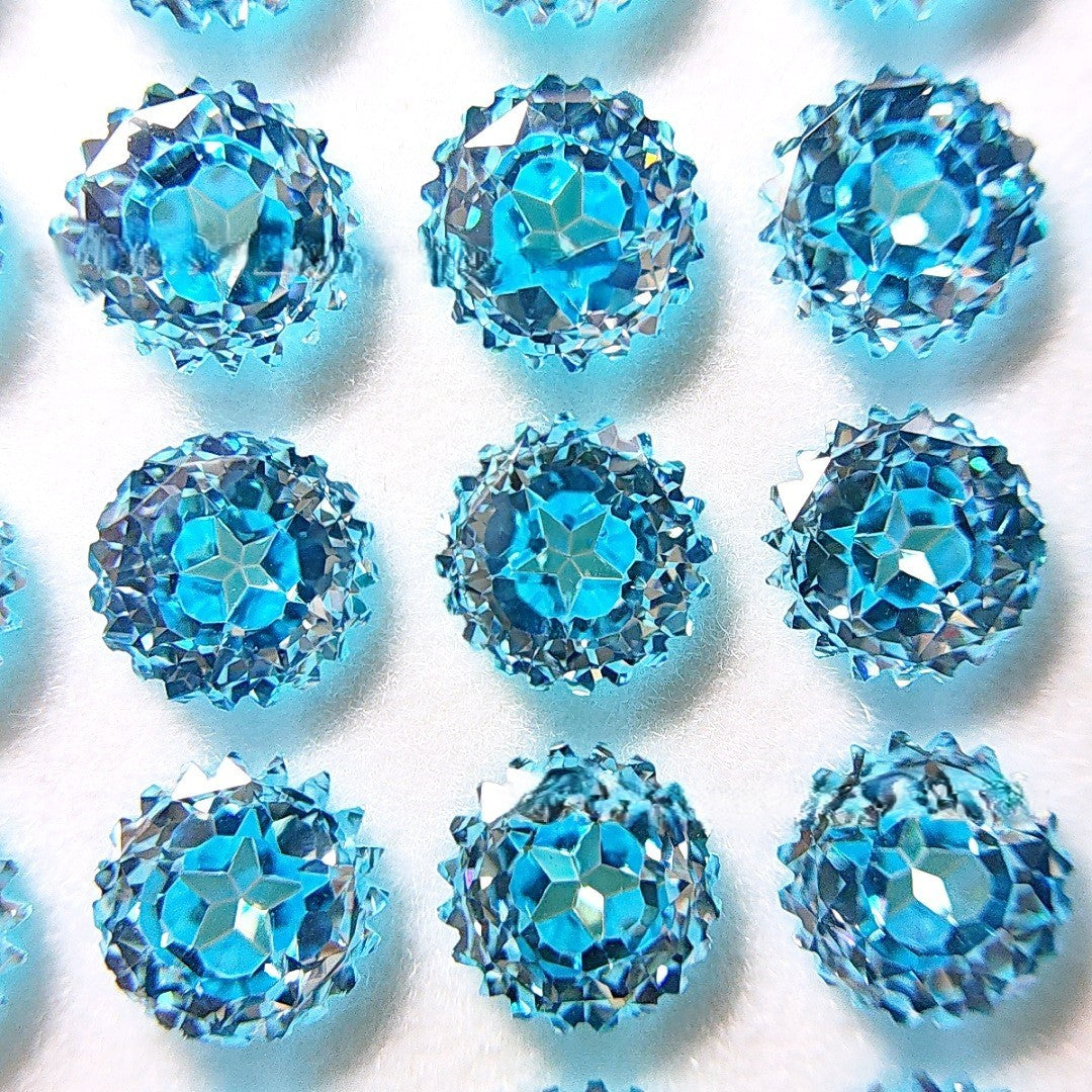 5A 6mm Round Ferris Wheel & Star Cut Loose CZ Stone with a Sweet Heart - 2pcs