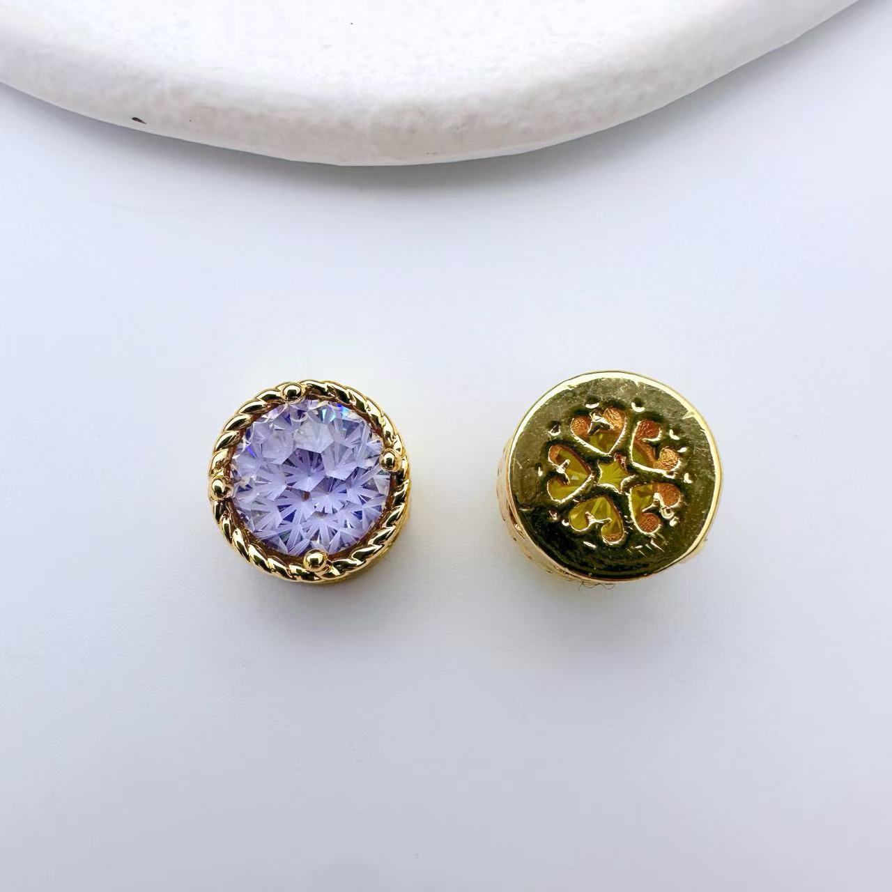 (2pcs)10*8mm Firework Square Zircon Spacer