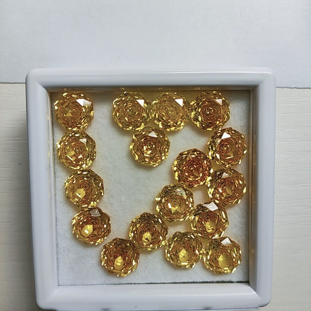 5A 6-10mm Octagonal Open-Back Rose Cut Loose CZ Stone - 2pcs