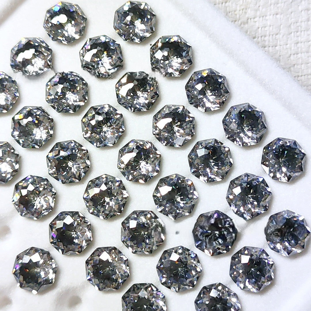 5A 6-8mm Octagonal Coated Sandwich Bouquet Cut Loose CZ Stone - 2pcs