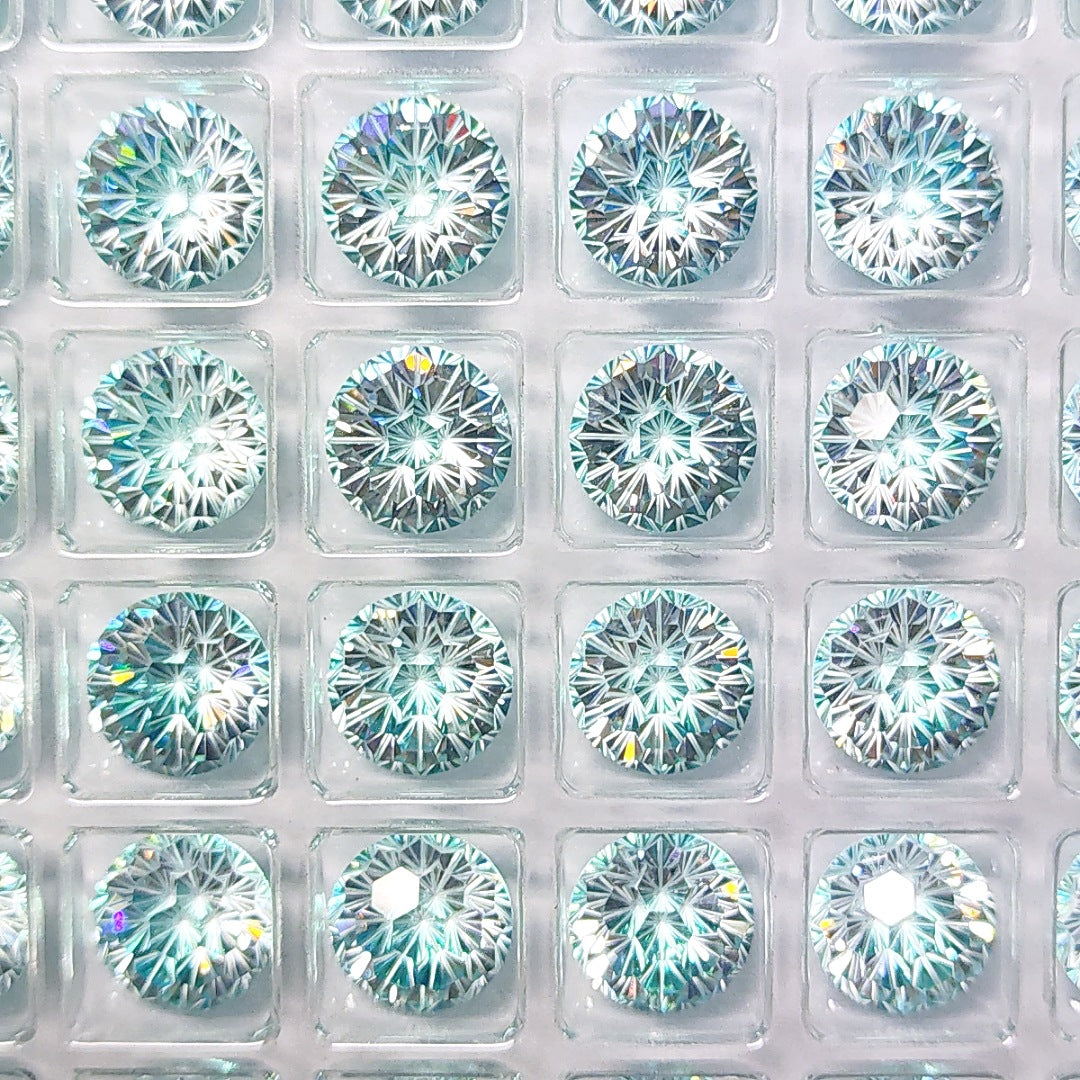 5A 6-8mm Round Iridescent Flame Cut Loose CZ Stone - 2pcs