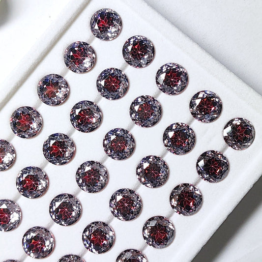 5A 6-8mm Round Coated Sandwich Rose Cut Loose CZ Stone - 2pcs