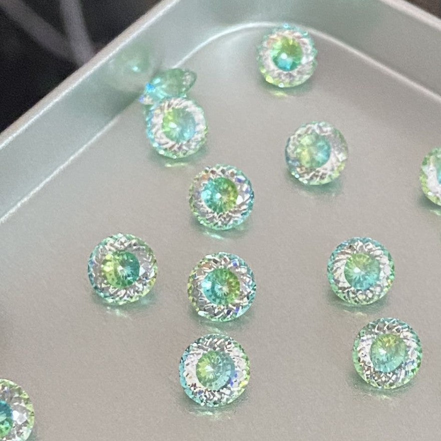 5A 6-8mm Round Coated Nest Cut Loose CZ Stone - 2pcs