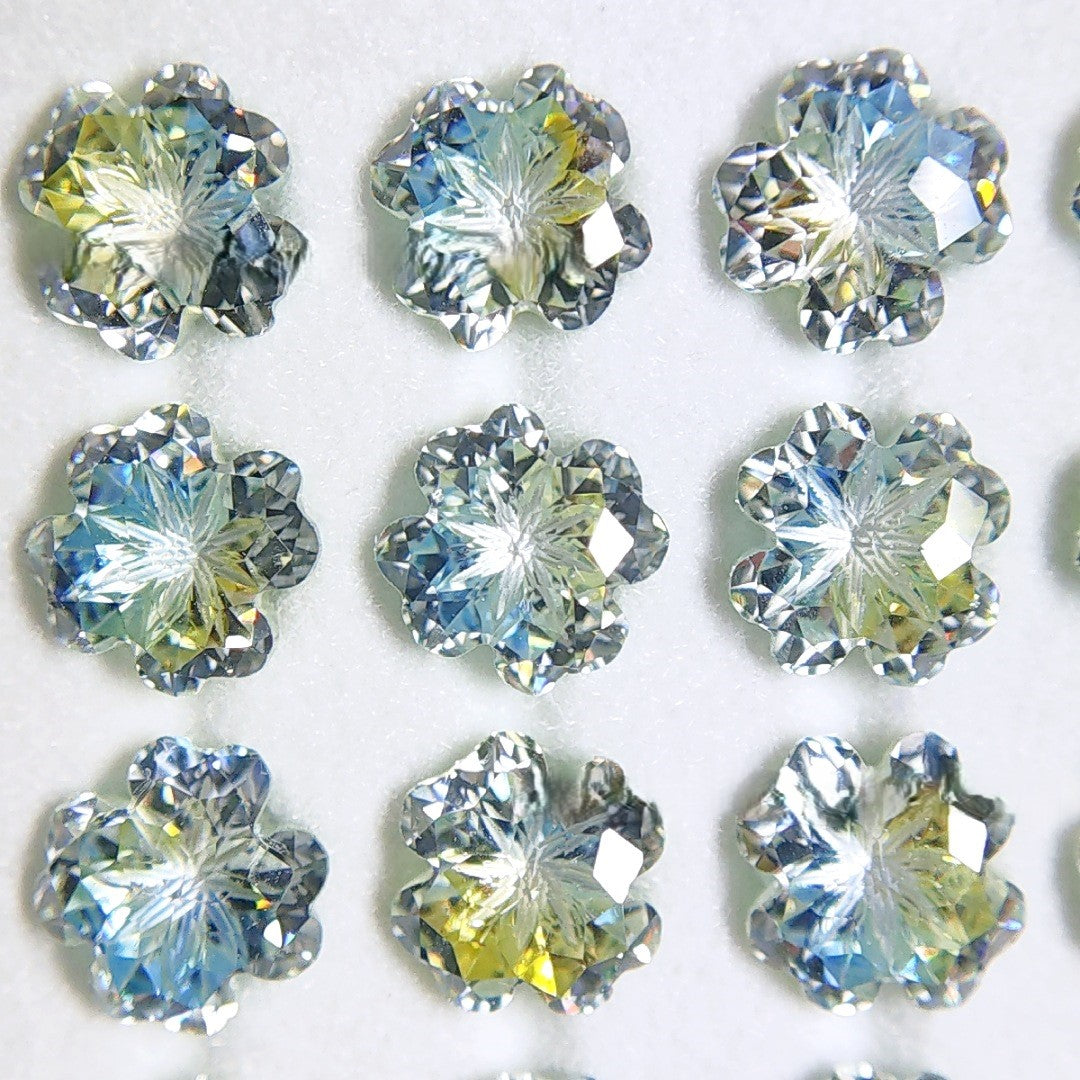 5A 6mm Lucky Clover Coated Loose CZ Stone - 2pcs