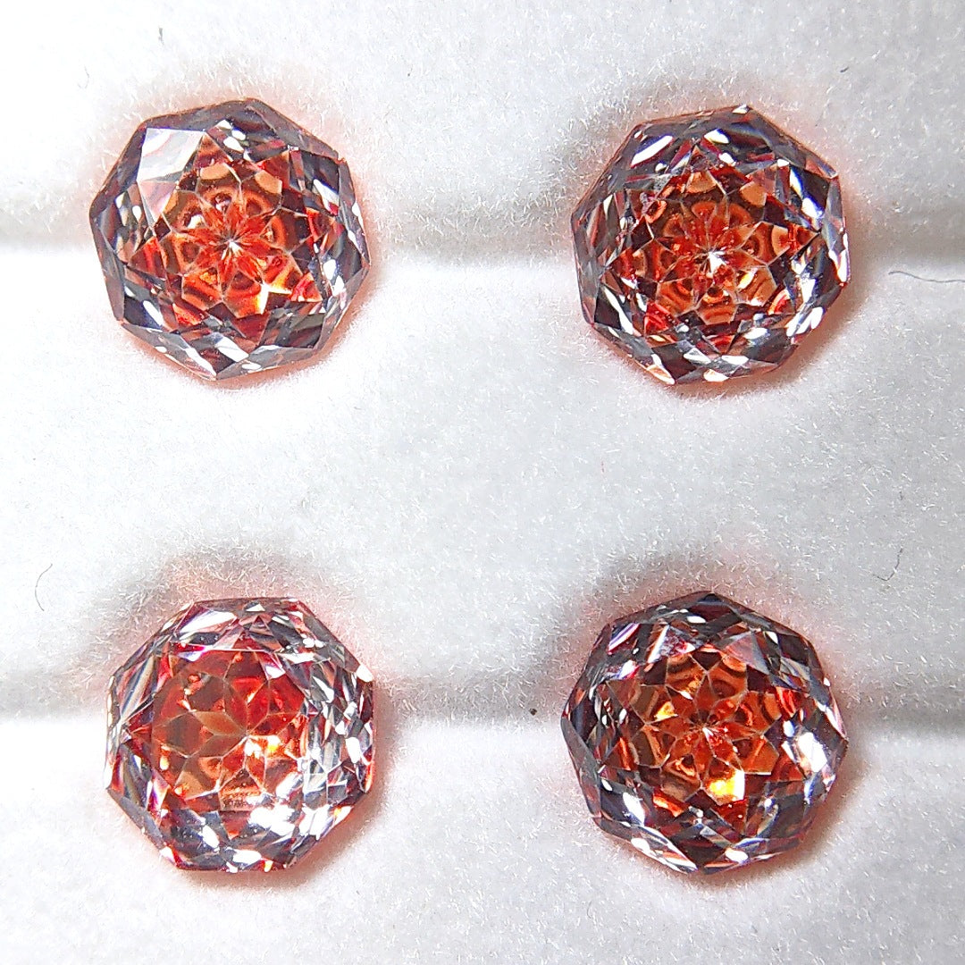 5A 6-8mm Octagonal Sweetheart Millennium Rose Cut Loose CZ Stone - 2pcs
