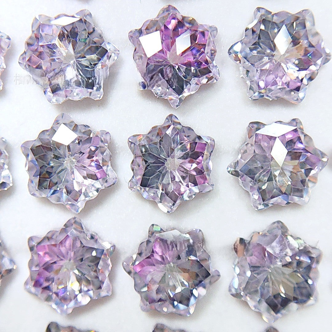 5A 6mm Hexagram Christmas Snowflake Cut Loose CZ Stone - 2pcs