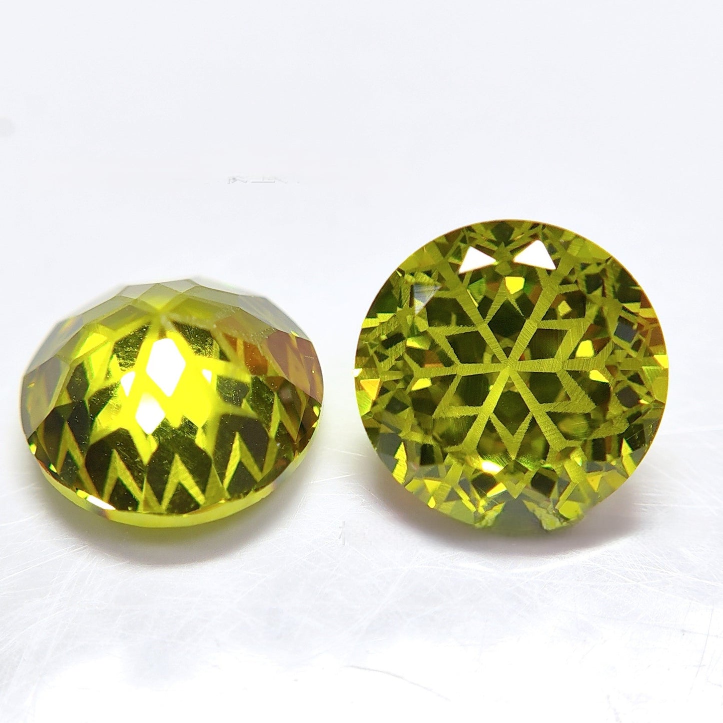 5A 6-8mm Round Snow Crystal Cut Loose CZ Stone - 2pcs