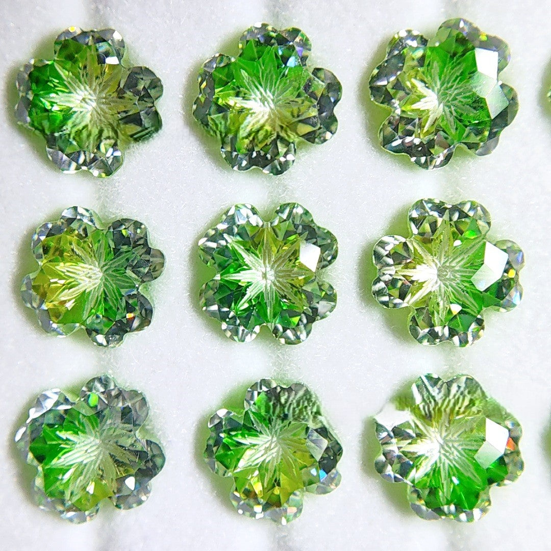 5A 6mm Lucky Clover Coated Loose CZ Stone - 2pcs