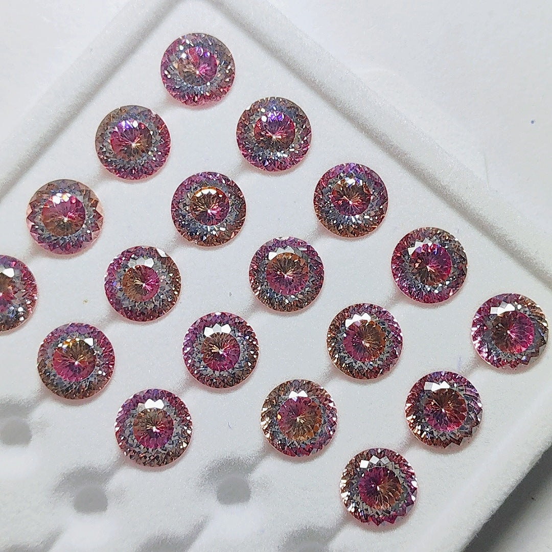 5A 6-8mm Round Coated Nest Cut Loose CZ Stone - 2pcs