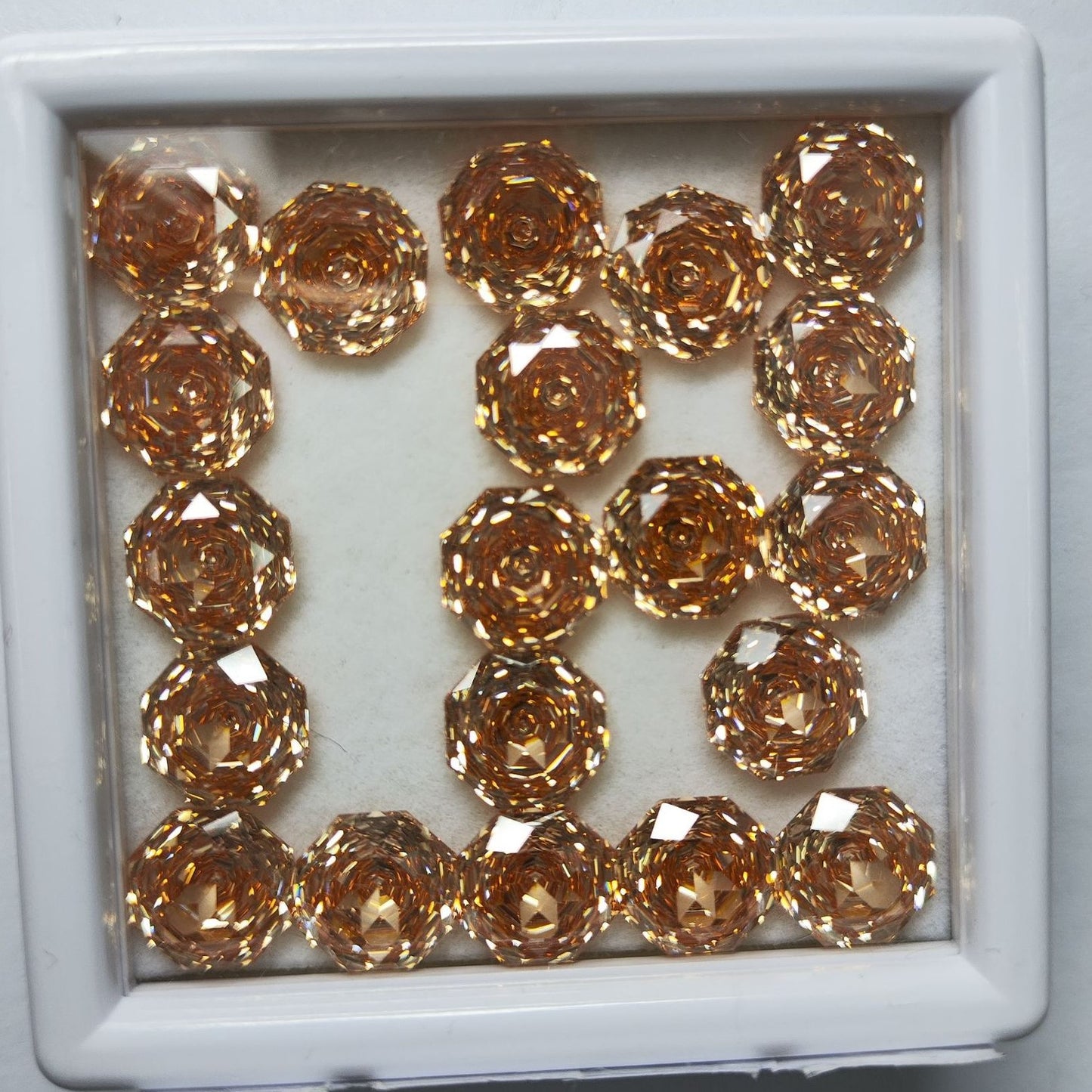 5A 6-10mm Octagonal Open-Back Rose Cut Loose CZ Stone - 2pcs