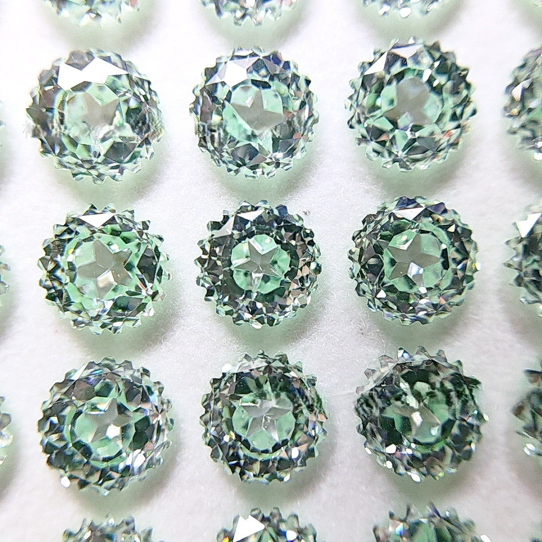 5A 6mm Round Ferris Wheel & Star Cut Loose CZ Stone with a Sweet Heart - 2pcs