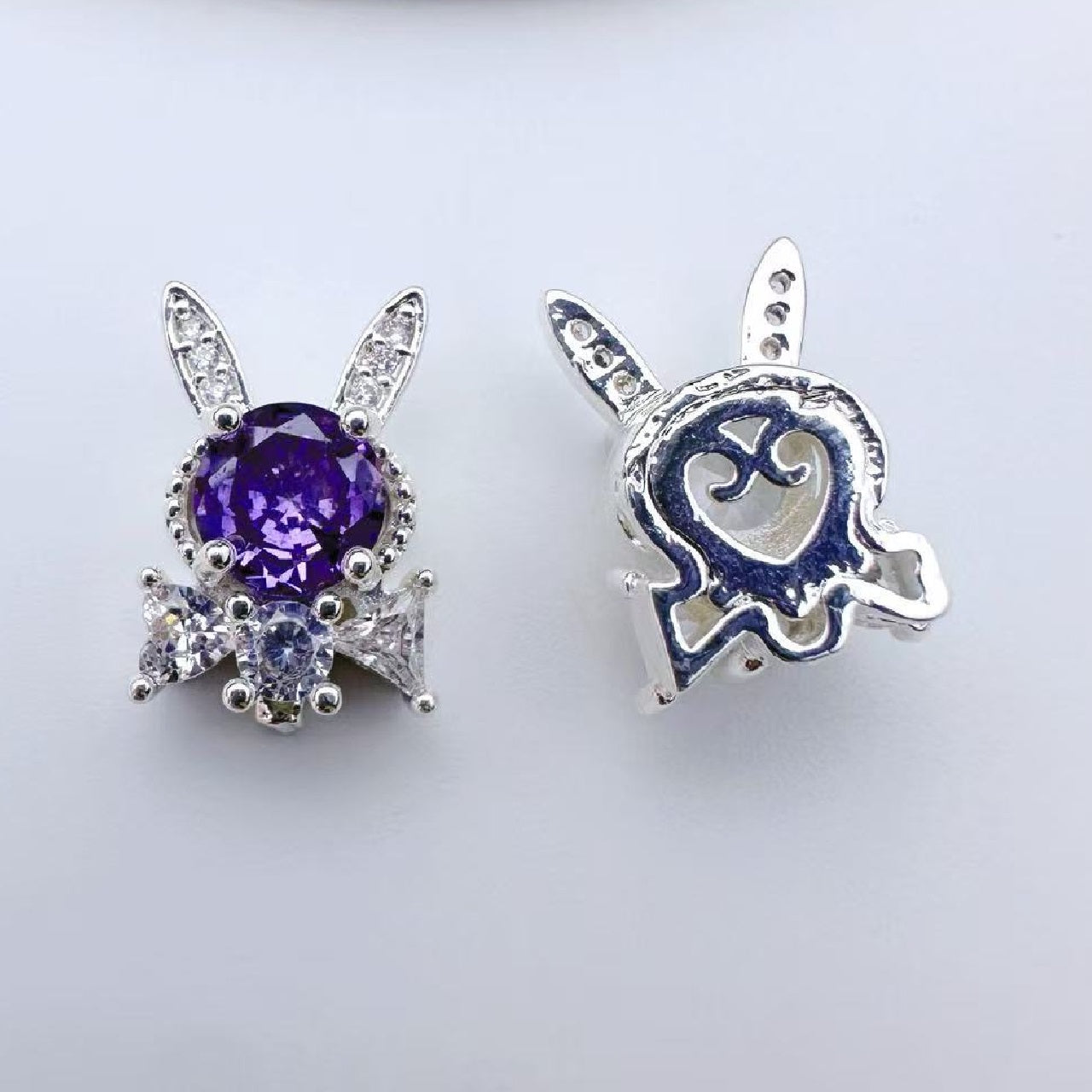 (2pcs)13.5*9.5mm Rabbite Rose Cut Zircon Spacer