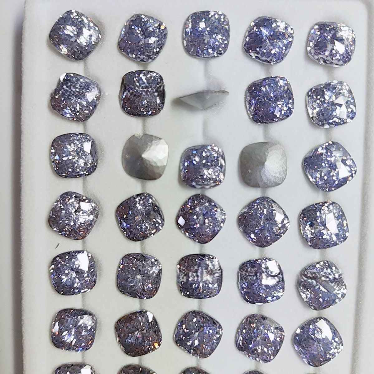 5A 8mm Pave Square Foil-Back Loose CZ Stone - 2pcs