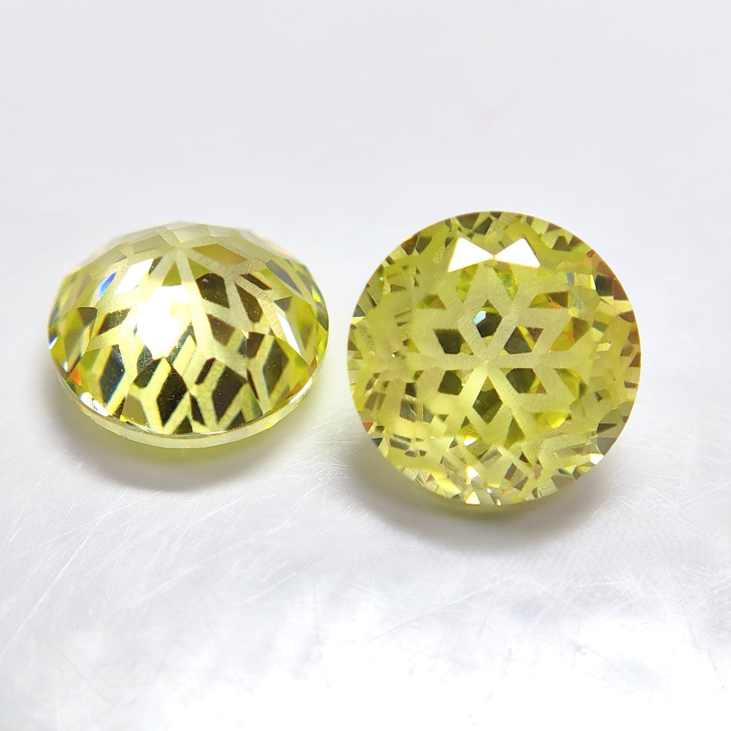 5A 6-8mm Round Snow Crystal Cut Loose CZ Stone - 2pcs