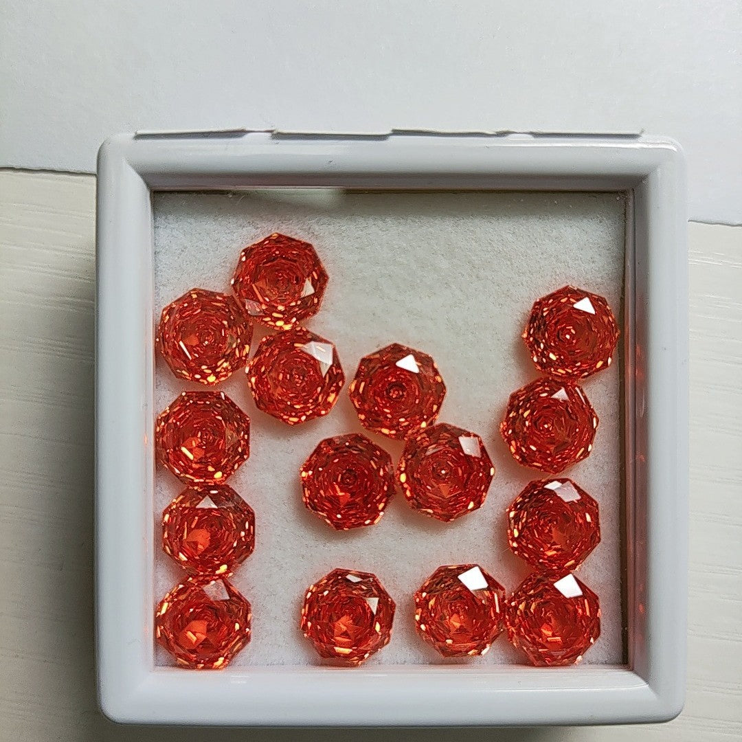 5A 6-10mm Octagonal Open-Back Rose Cut Loose CZ Stone - 2pcs