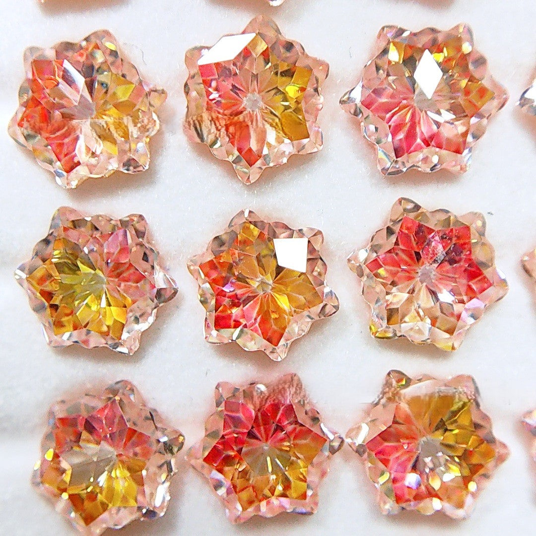 5A 6mm Hexagram Christmas Snowflake Cut Loose CZ Stone - 2pcs